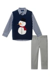 Andy & Evan Kids' Sweater Vest, Button-up Shirt & Pull-on Pants Set In Blue