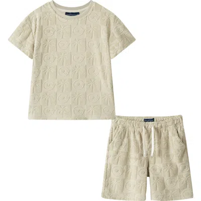Andy & Evan Kids' Terry T-shirt & Shorts Set In Neutral