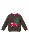 Andy & Evan Kids' Truck Appliqué Cotton Blend Sweatshirt In Brown