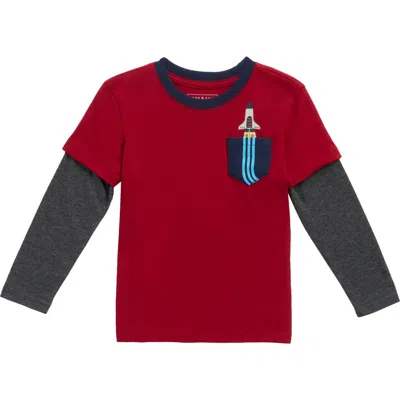 Andy & Evan Kids' Two-fer Long Sleeve Tee In Red