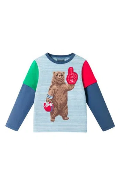 Andy & Evan Kids' Varsity Bear Twofer Long Sleeve Graphic T-shirt In Blue