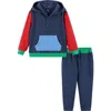 Andy & Evan Kids' Varsity Lounge Hoodie & Joggers Set In Blue