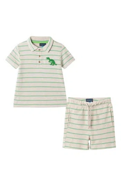 Andy & Evan Kids' Waffle Knit Polo & Shorts Set In Neutral