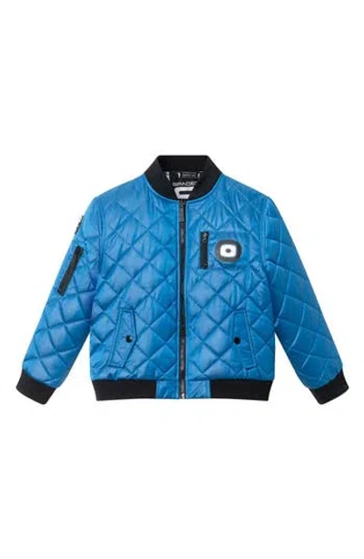 Andy & Evan Kids' X Spaceone® Quilted Bomber Jacket With Led Light In Blue