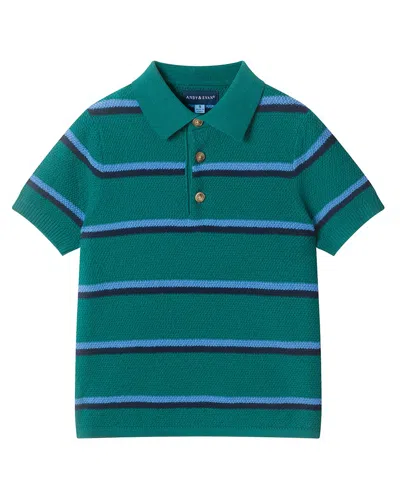 Andy & Evan Knit Polo Shirt In Green