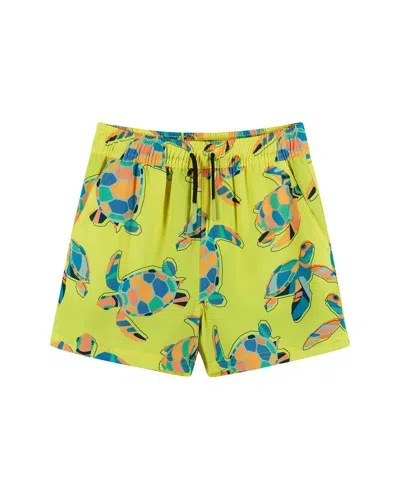 Andy & Evan Lime Turtle Swim Trunk In Multi