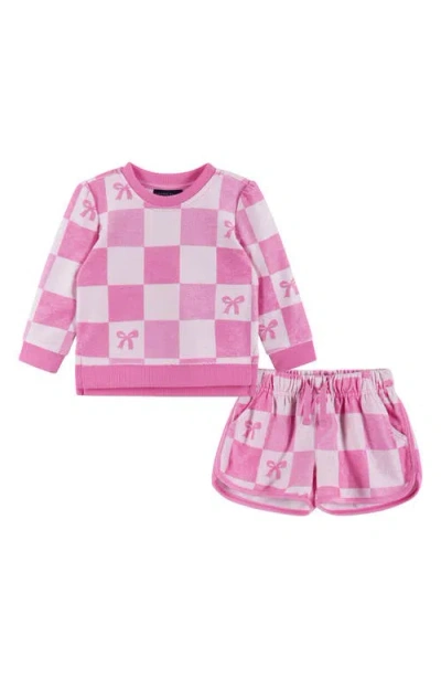 Andy & Evan Babies'  Metallic Check Top & Shorts Set In Pink