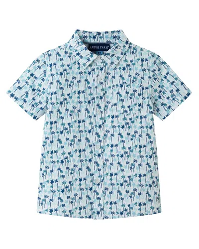 Andy & Evan Kids' Mini Palms Button-down Shirt In Blue