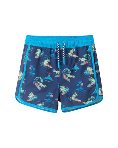 Andy & Evan Navy Beach Icon Swim Trunk In Multi