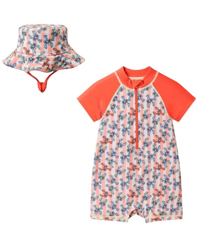 Andy & Evan Orange Lobster Swim Romper In Pink
