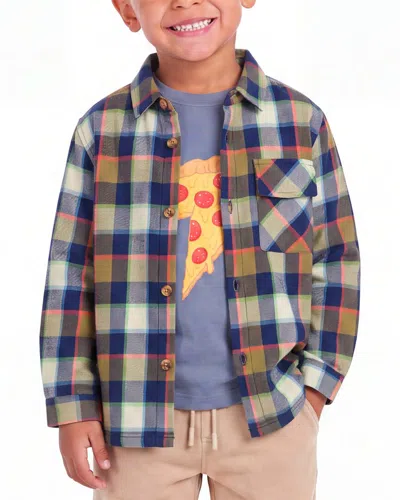 Andy & Evan Plaid Sherpa-lined Flannel In Blue