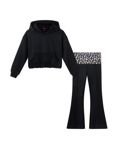 Andy & Evan Ponte Bubble Hoodie Set In Black