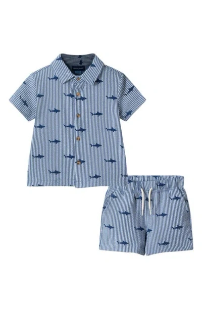 Andy & Evan Babies'  Print Seersucker Button-up Shirt & Shorts Set In Multi