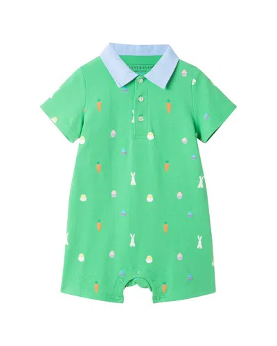 Andy & Evan Kids' Printed Polo Romper In Green