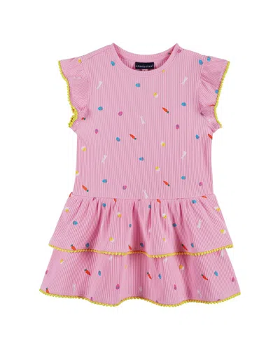 Andy & Evan Kids' Printed Rib Dress In Pink