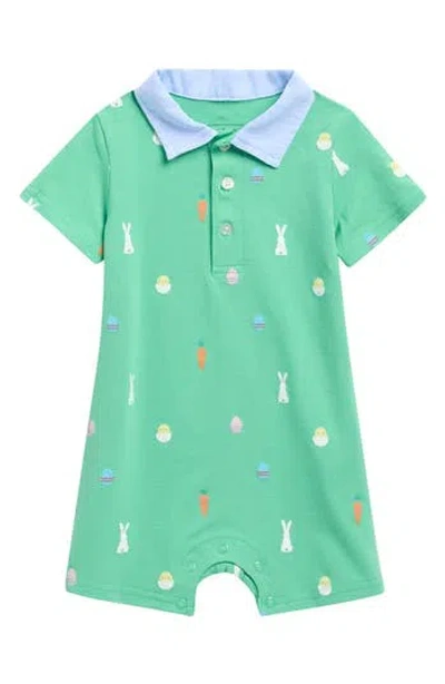 Andy & Evan Babies'  Printed Stretch Cotton Romper In Blue