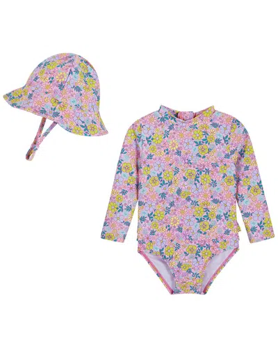 Andy & Evan Purple Floral Rashguard In Pink