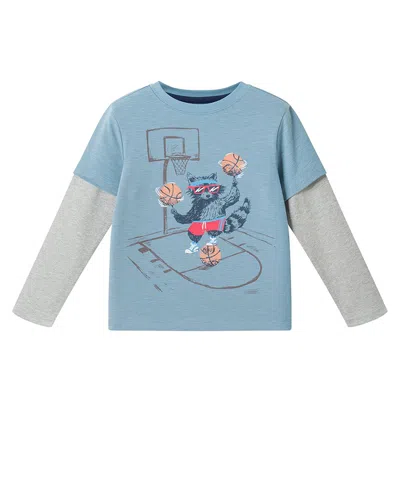 Andy & Evan Babies'  Racoon Basketball Two-fer T-shirt In Blue