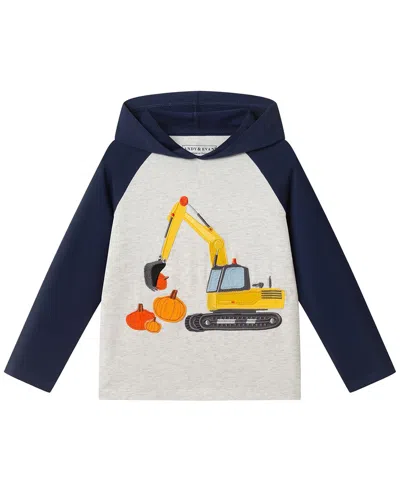 Andy & Evan Raglan Applique Hoodie T-shirt In Gray