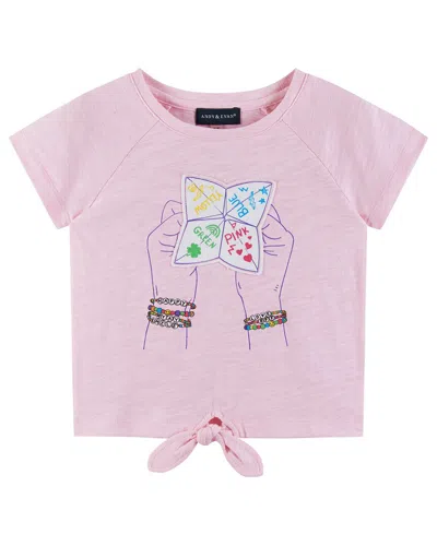 Andy & Evan Kids' Raglan Knot Detail T-shirt In Pink