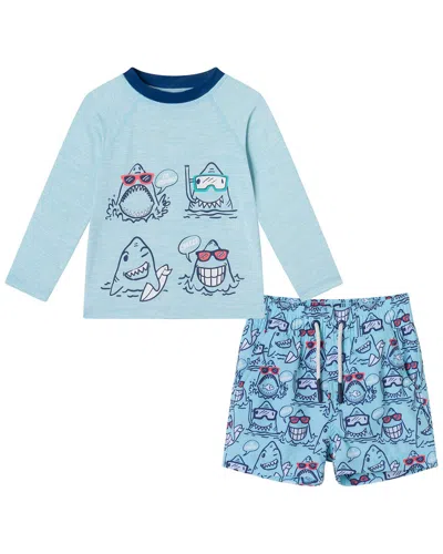 Andy & Evan Kids' Rashguard & Board Short Set In Blue