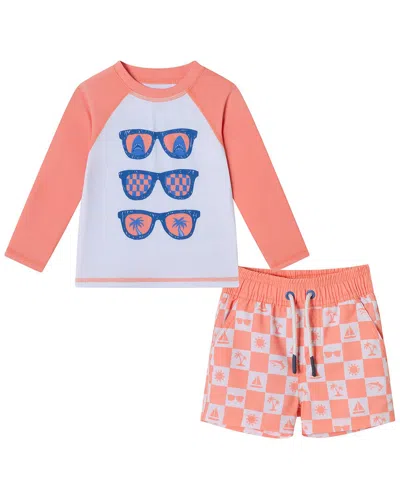 Andy & Evan Rashguard & Board Short Set In Orange
