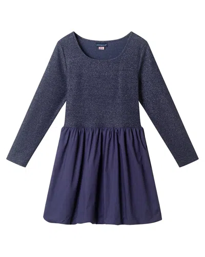 Andy & Evan Rib Jersey Drop-waist Bubble Dres In Blue