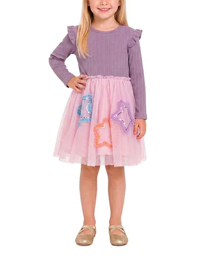Andy & Evan Kids'  Rib Ruffle Shoulder T-shirt Set In Purple