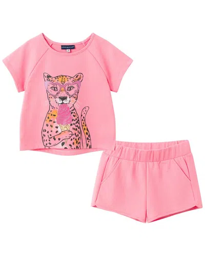 Andy & Evan Kids' Screenprint French Terry Top In Pink