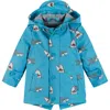 Andy & Evan Shark Print Waterproof Hooded Raincoat In Blue
