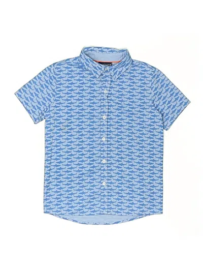 Pre-owned Andy & Evan Kids' Short Sleeve Button Down Shirt In Blue