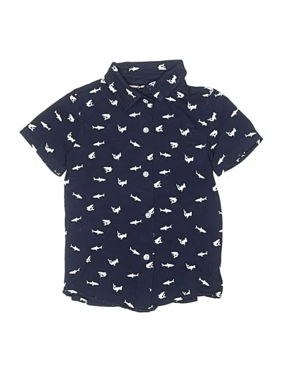 Pre-owned Andy & Evan Kids' Short Sleeve Button Down Shirt In Blue