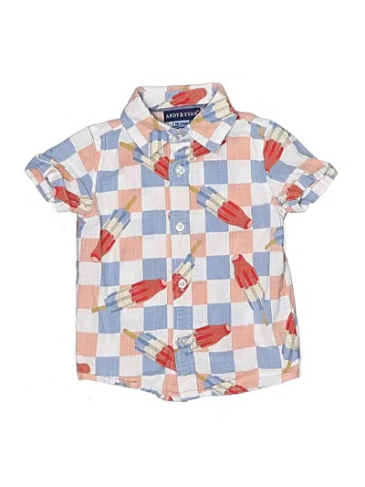 Pre-owned Andy & Evan Kids' Short Sleeve Button Down Shirt In Orange