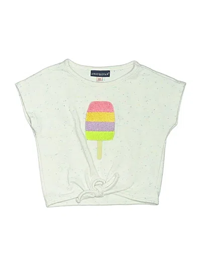 Pre-owned Andy & Evan Kids' Short Sleeve Top Green Keyhole Neckline Tops