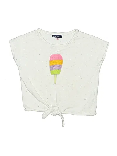 Pre-owned Andy & Evan Kids' Short Sleeve Top Ivory Keyhole Neckline Tops