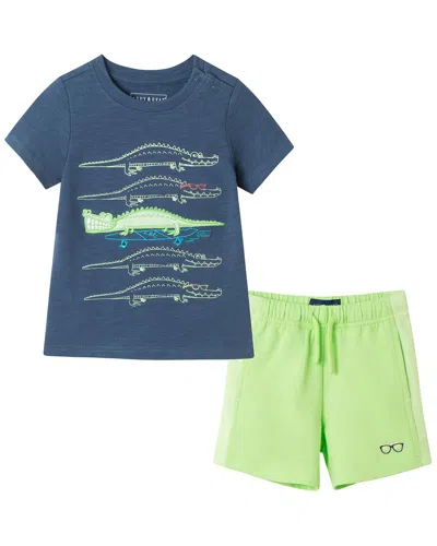 Andy & Evan Kids' Slub Croc Applique Graphic T-shirt & Short Set In Multi