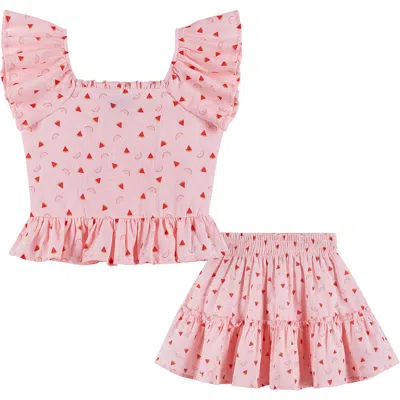 Andy & Evan Kids'  Smocked Top & Skort Set In Pink