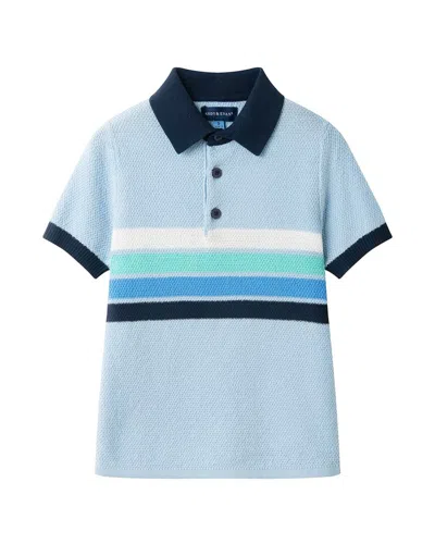 Andy & Evan Kids' Stripe Polo Sweater In Blue