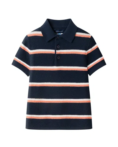 Andy & Evan Stripe Polo Sweater In Blue