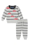 Andy & Evan Stripe Sweater & Joggers Set In Gray