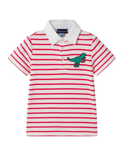 Andy & Evan Babies'  Striped Polo Shirt In Red