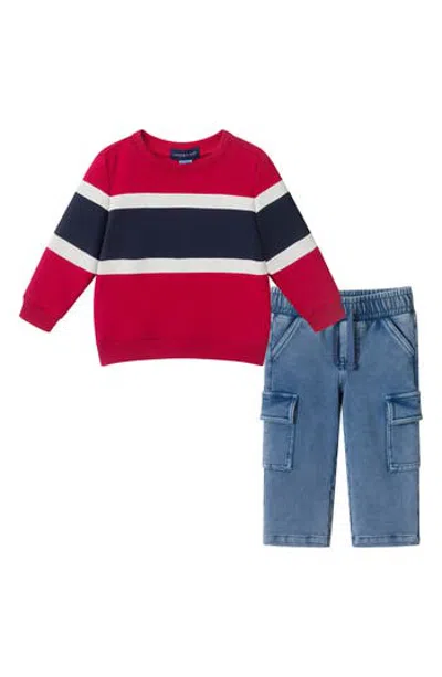Andy & Evan Babies'  Sweatshirt & Cargo Pants Set In Red