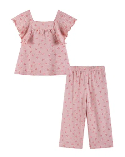 Andy & Evan Kids' Texture Bow Set In Pink