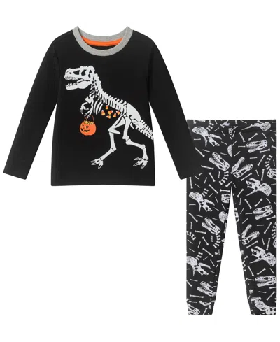 Andy & Evan Babies' Toddler Boys' 2t-4t Skeleton Dino Print Pajamas, 2-piece Set In Black