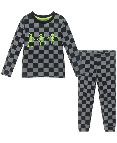 Andy & Evan Babies' Toddler Boys' 2t-4t Skeleton Dino Print Pajamas, 2-piece Set In Gray