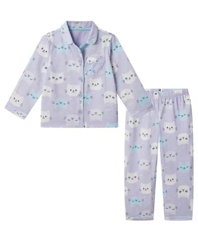 Andy & Evan Babies' Toddler Girls' 2t-4t Cat Print Pajama, 2-piece Set In Blue