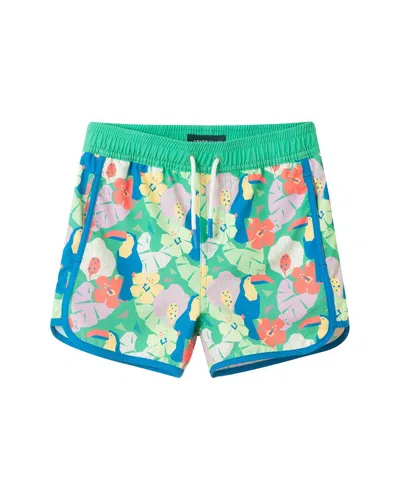 Andy & Evan Toucan Floral Swim Trunk In Green