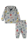 Andy & Evan Varsity Quilted Hooded Pullover & Joggers Set In Gray