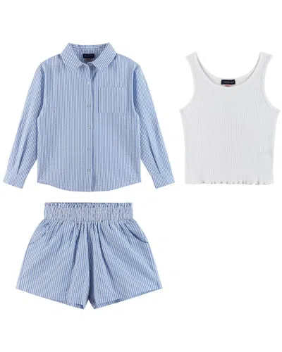 Andy & Evan Kids' Woven Button-down Shirt Set In Blue