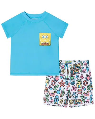 Andy & Evan X Spongebob Squarepants™ Rashguard Set In Blue
